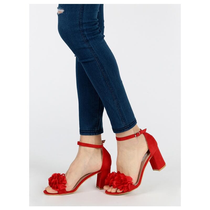 Solada sandali rossi con cinturino alla caviglia sandali con tacco donna  rosso mec shopping tronchetto rosso - Stileo.it